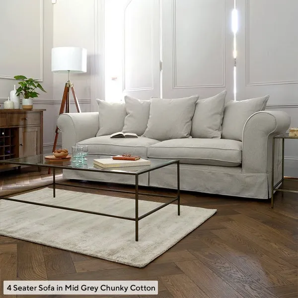 3-Seater Sofa with Removable Covers - Indigo, House Linen Mix