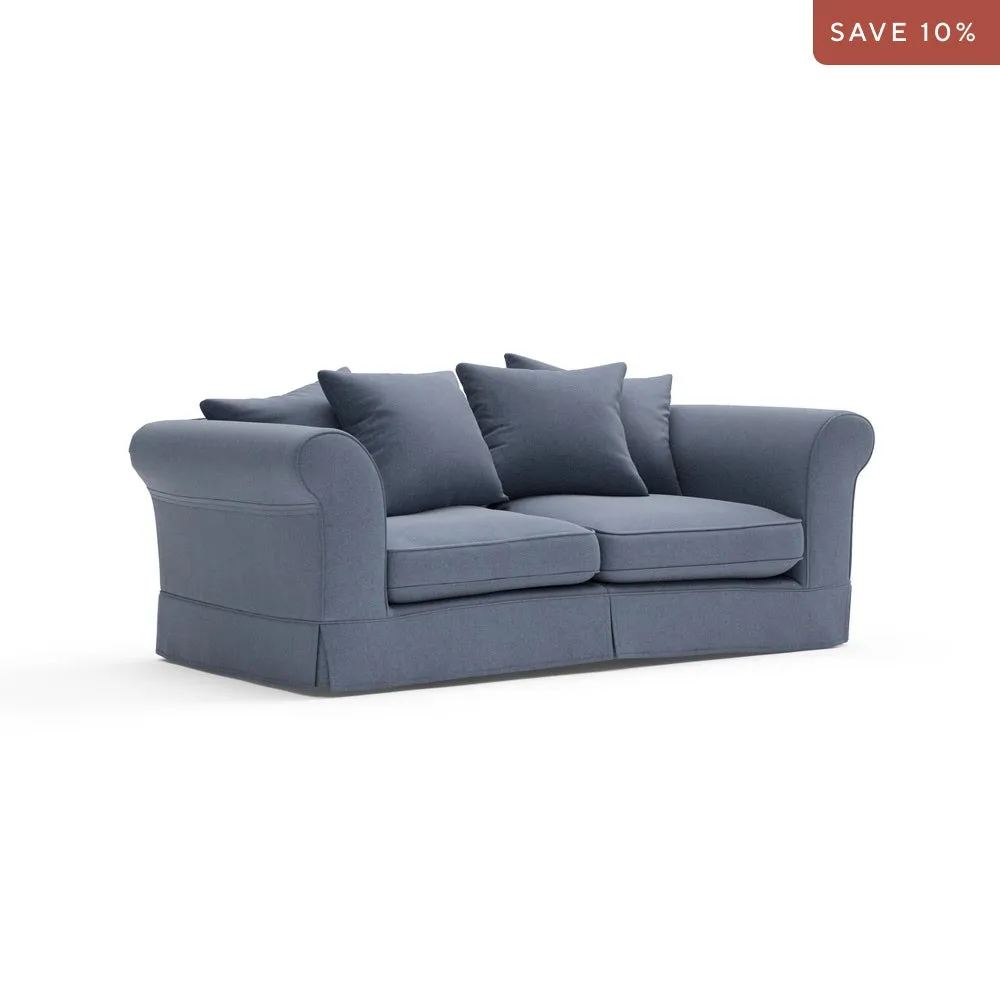 3-Seater Sofa with Removable Covers - Indigo, House Linen Mix
