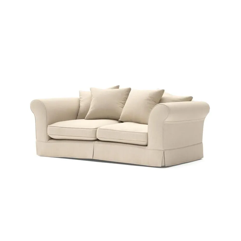 3 Seater Sofa with Removable Covers - Lily White, Linen Mix