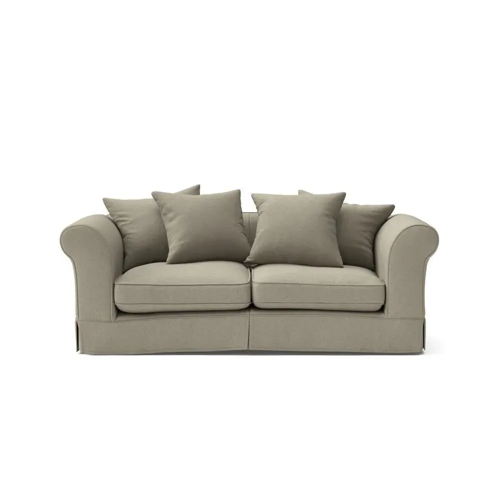 3-Seater Sofa with Removable Covers - Mid Grey, Linen Mix