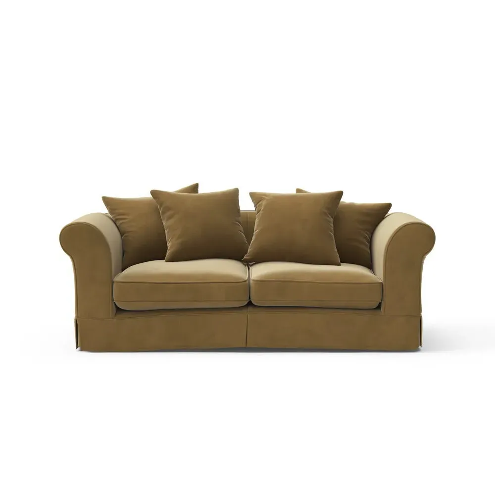 3 Seater Sofa with Removable Covers - Mustard, Velvet image