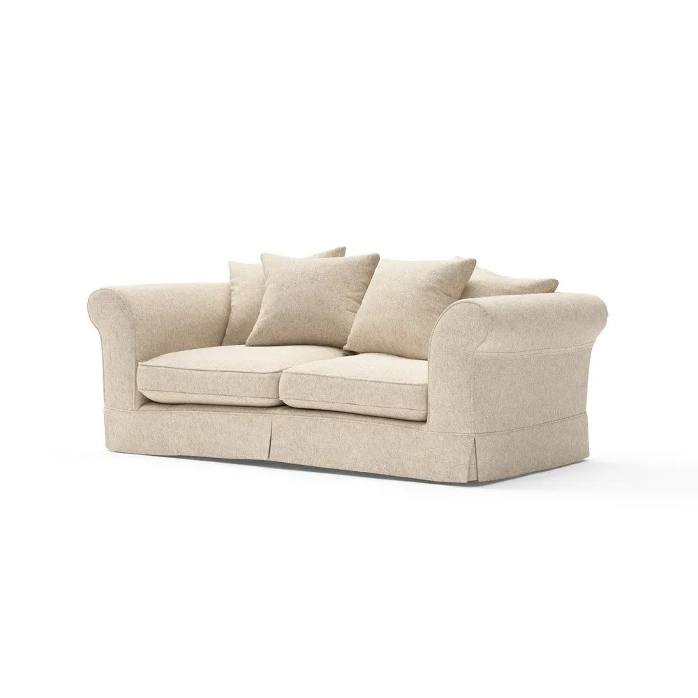 3-Seater Sofa with Removable Covers - Natural, Aquaclean Oxford