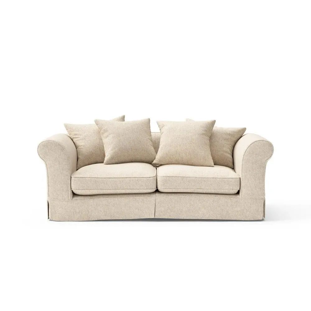 3-Seater Sofa with Removable Covers - Natural, Aquaclean Oxford