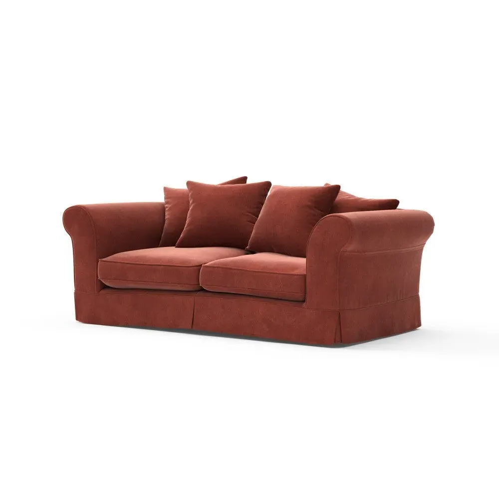 3-Seater Sofa with Removable Covers - Red, Velvet