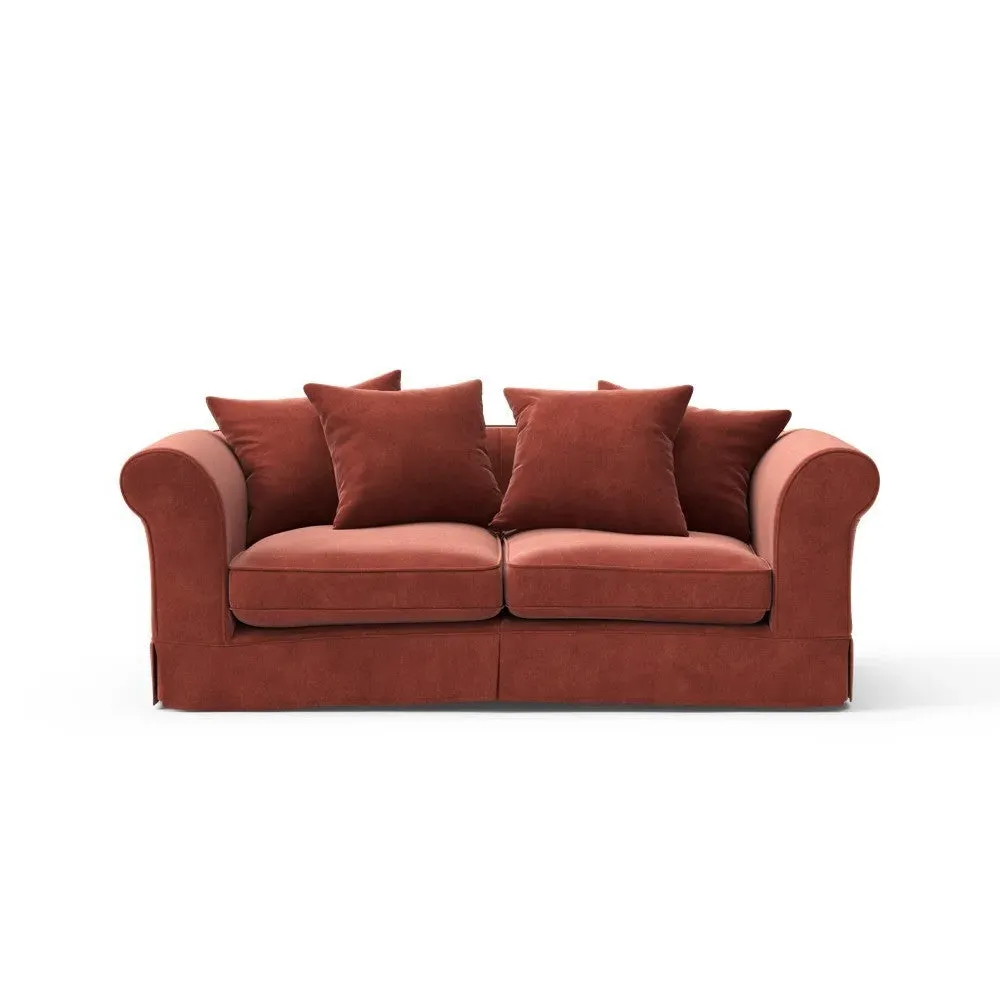 3-Seater Sofa with Removable Covers - Red, Velvet image