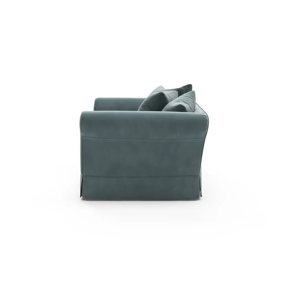 3-Seater Sofa with Removable Covers - Teal, Matt Velvet