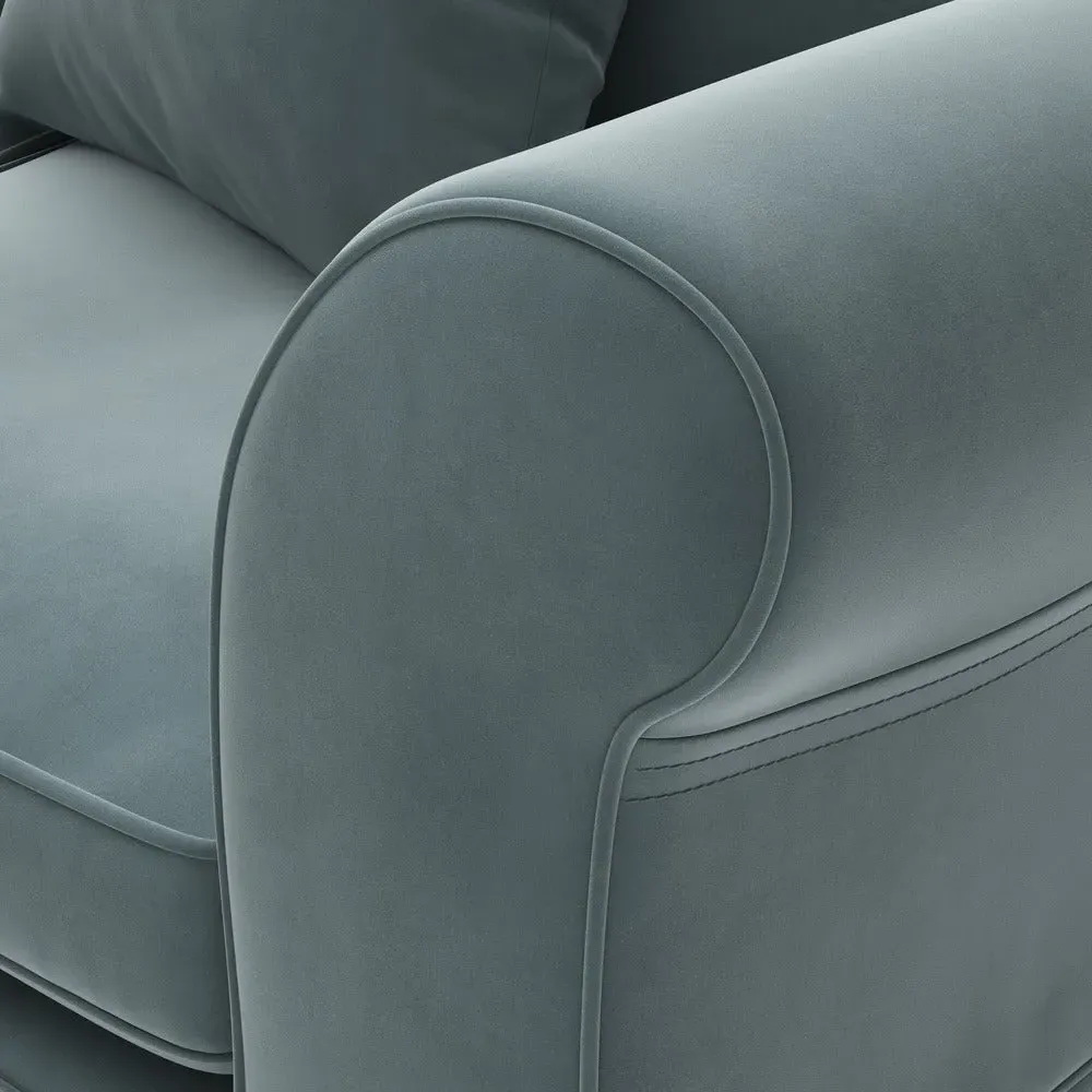 3-Seater Sofa with Removable Covers - Teal, Matt Velvet