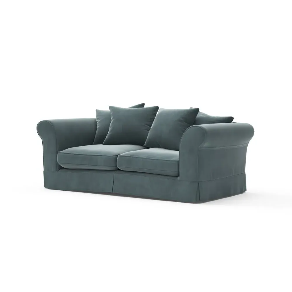 3-Seater Sofa with Removable Covers - Teal, Matt Velvet