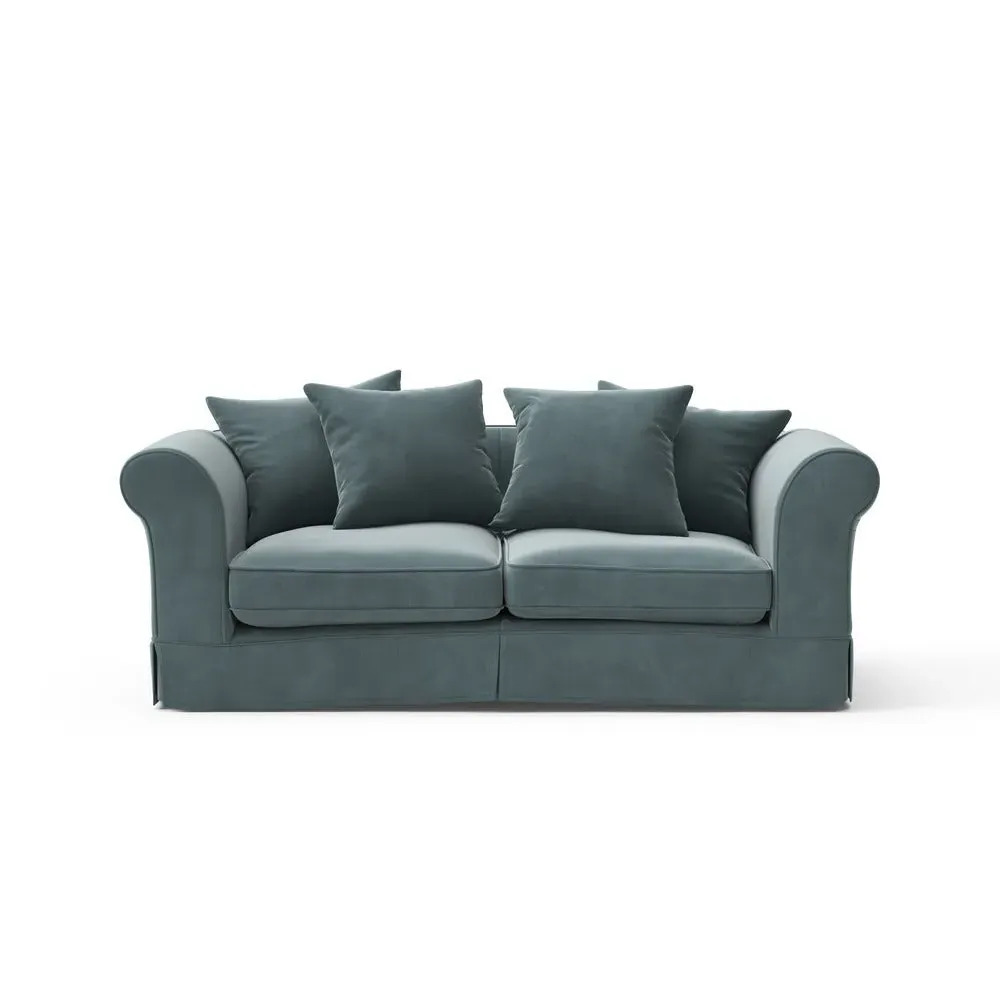 3-Seater Sofa with Removable Covers - Teal, Matt Velvet