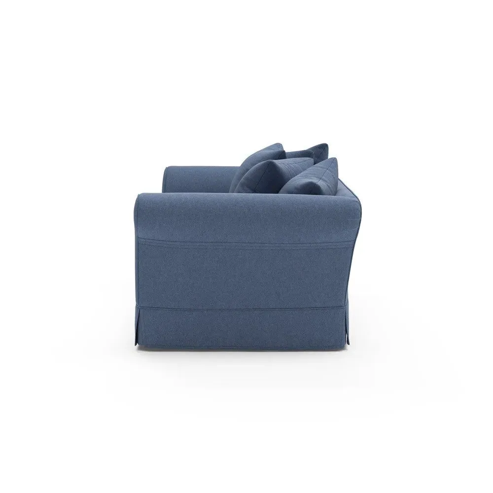 4-Seater Sofa - Dark Blue, Chunky Cotton