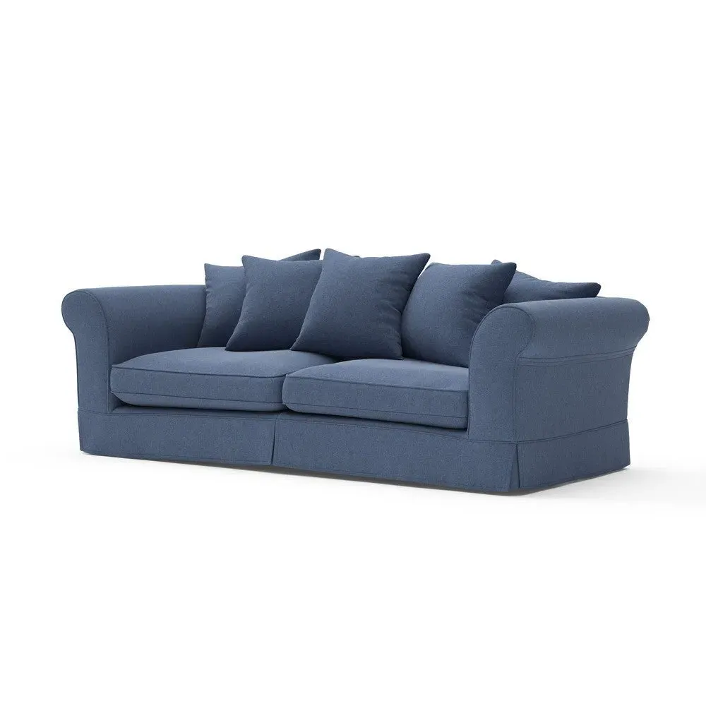 4-Seater Sofa - Dark Blue, Chunky Cotton