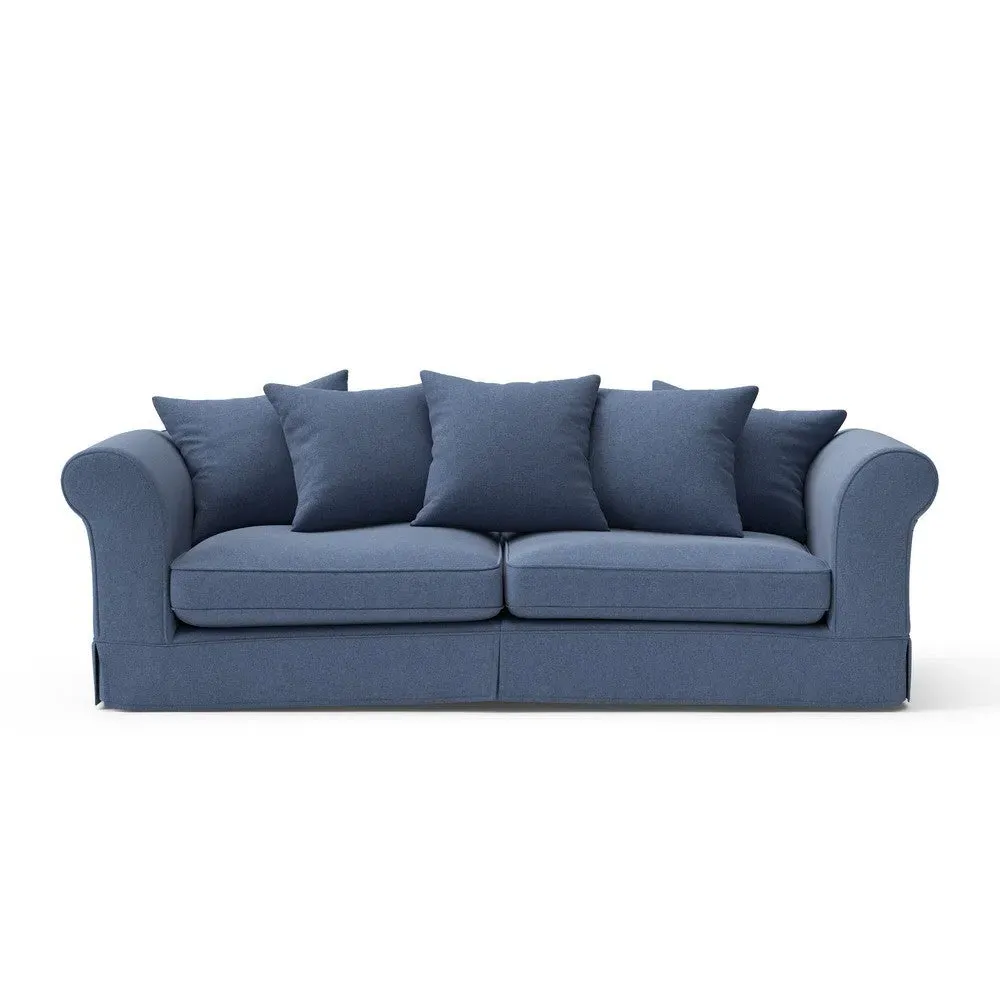 4-Seater Sofa - Dark Blue, Chunky Cotton