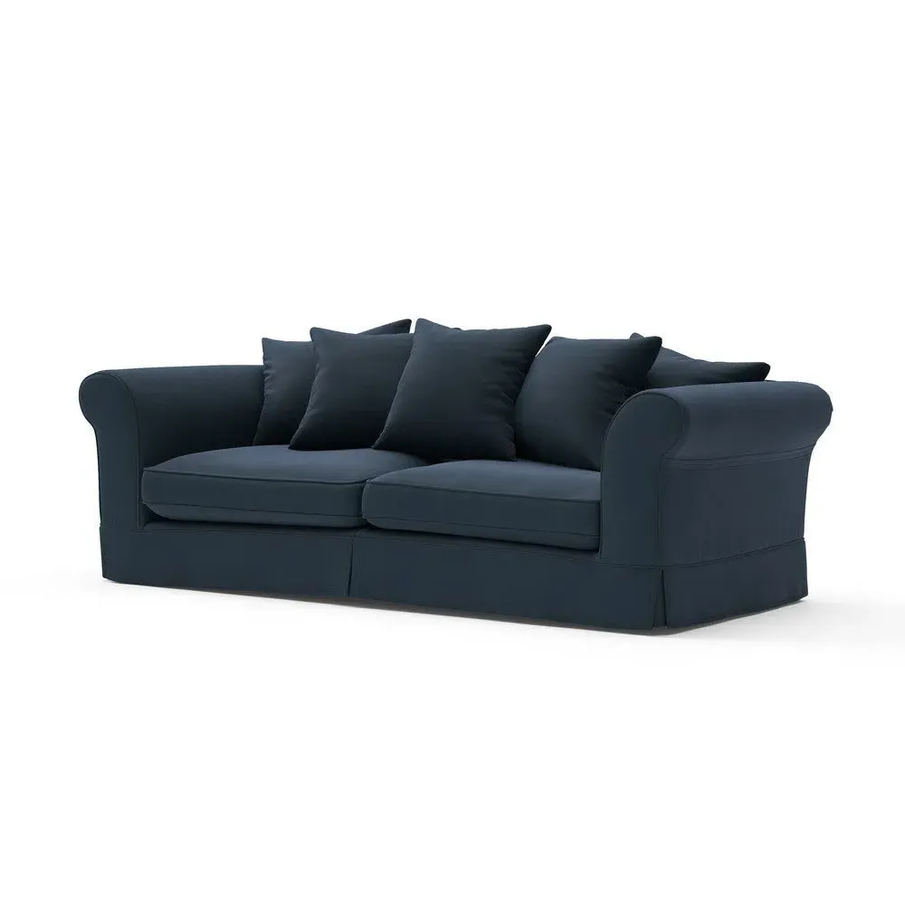 4-Seater Sofa - Dark Blue, Matt Velvet