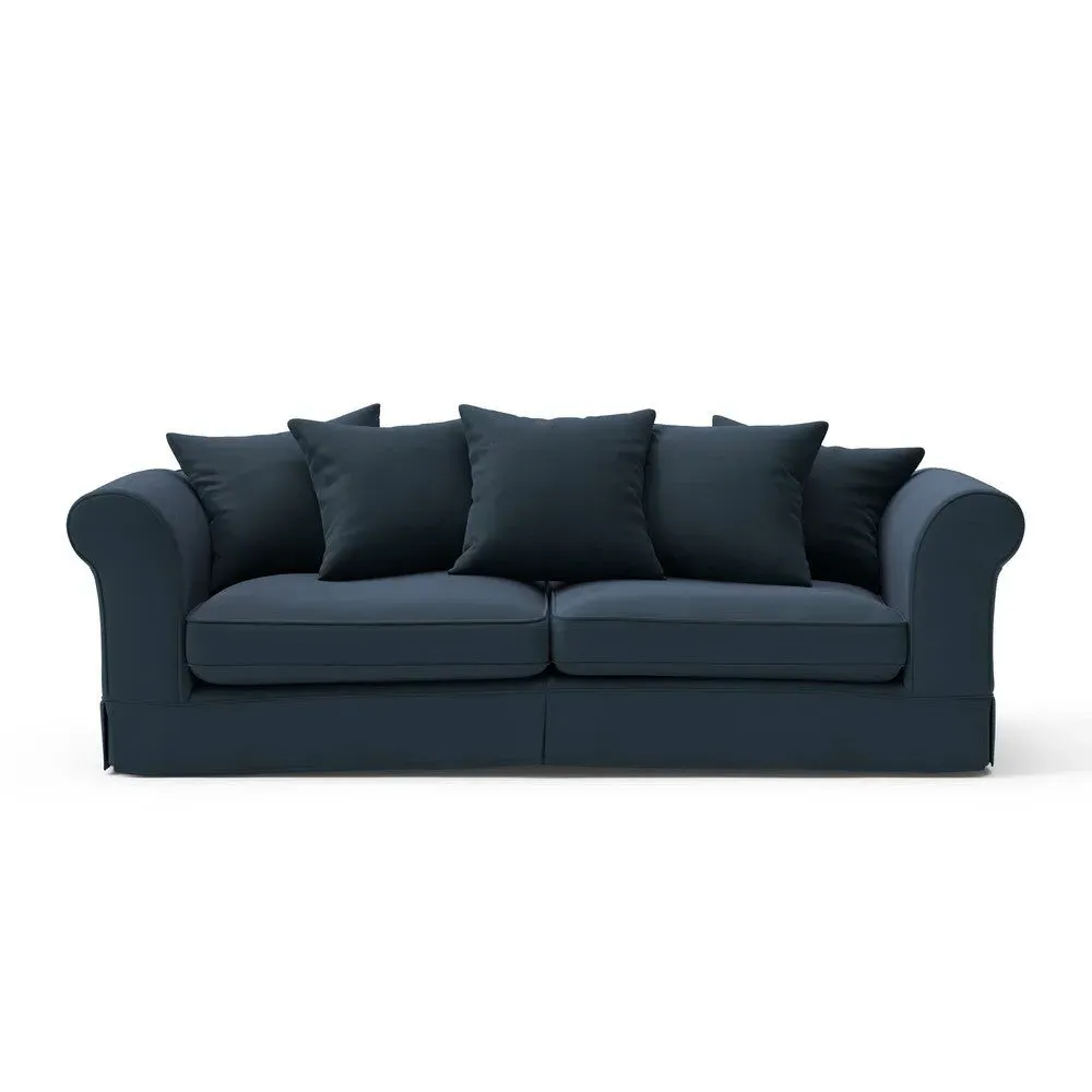 4-Seater Sofa - Dark Blue, Matt Velvet