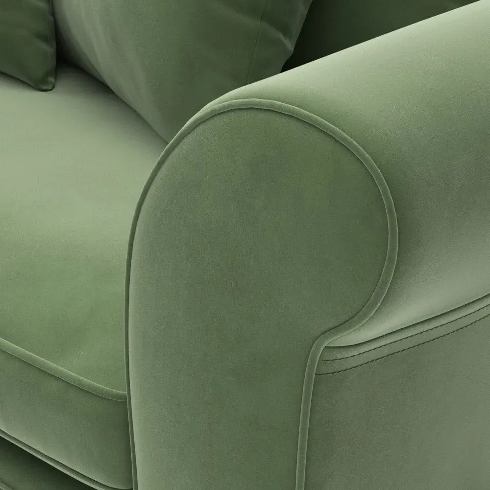 4-Seater Sofa - Green, Matt Velvet