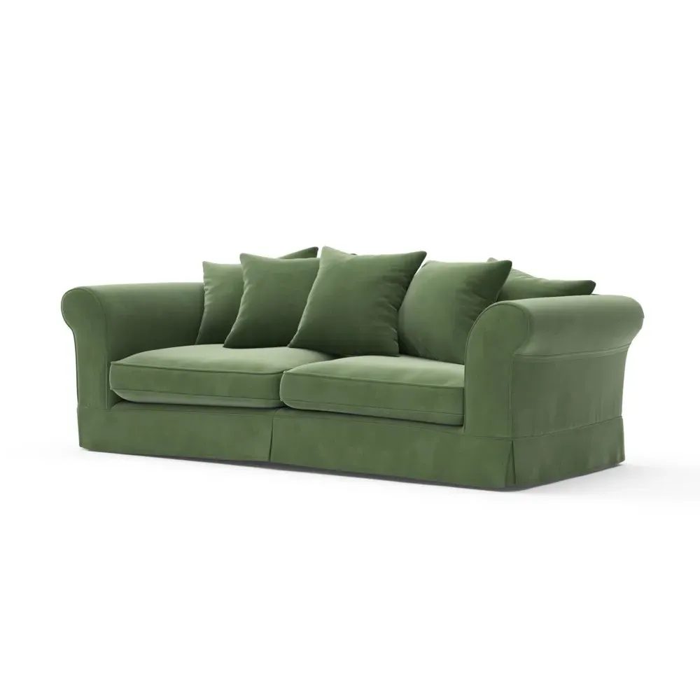 4-Seater Sofa - Green, Matt Velvet