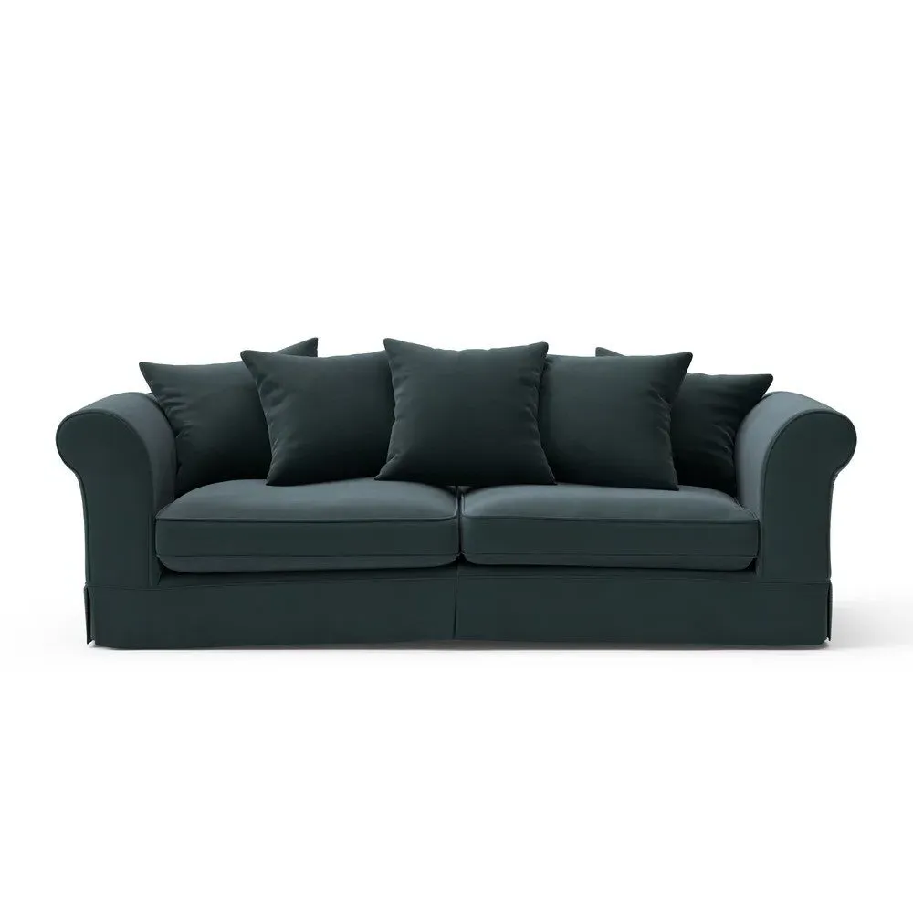 4 Seater Sofa with Removable Covers - Blue, Matt Velvet image