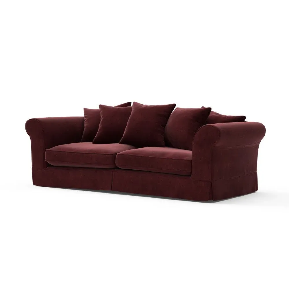 4-Seater Sofa with Removable Covers - Dark Rosehip, Velvet