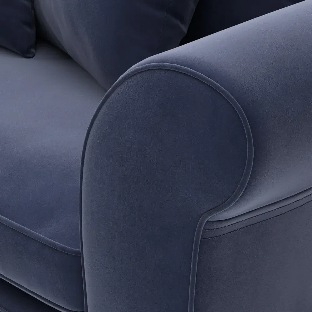 4-Seater Sofa with Removable Covers - Deep Blue, Velvet
