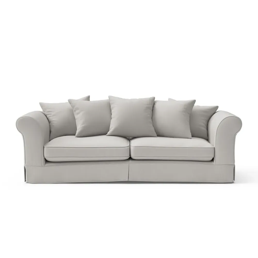 4-Seater Sofa with Removable Covers - Dove Grey, Linen Mix