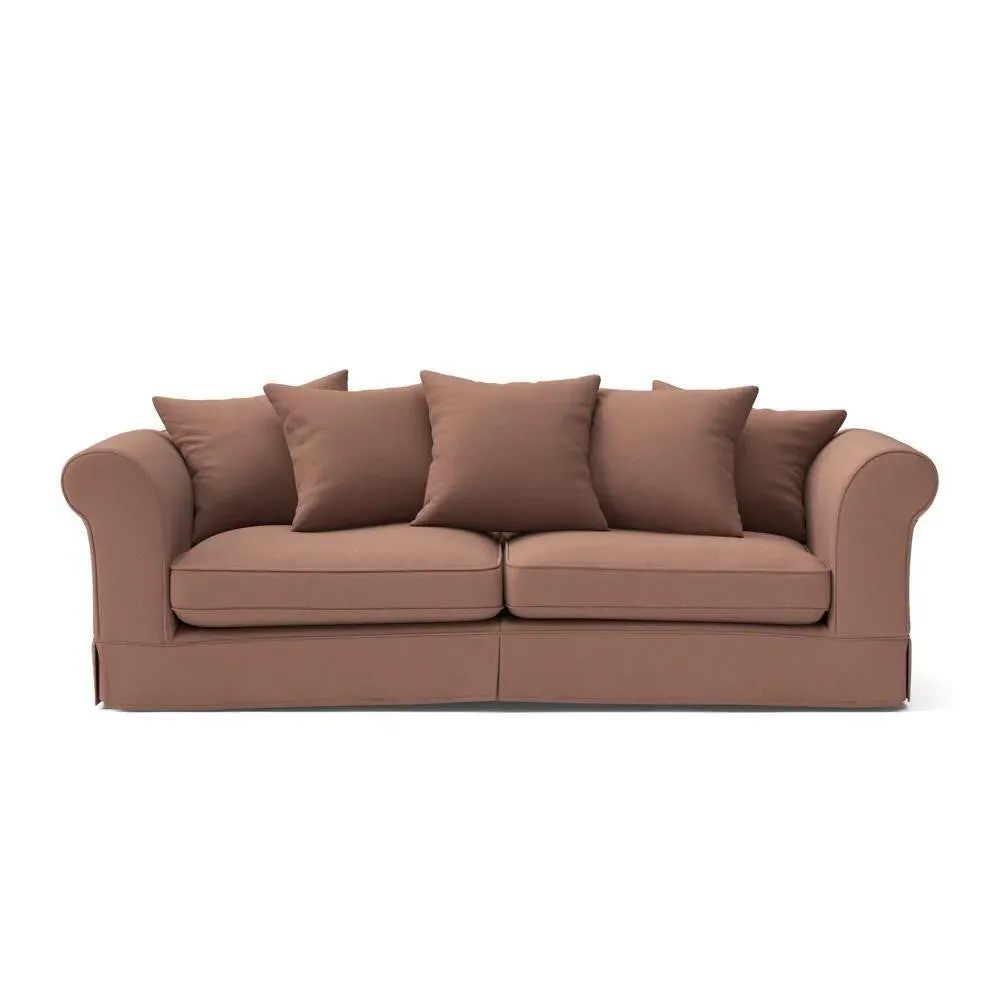4-Seater Sofa with Removable Covers - Dusky Blush, Linen Mix
