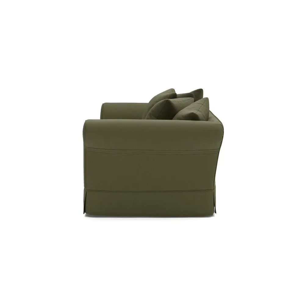 4 Seater Sofa with Removable Covers - Forest Green, Linen