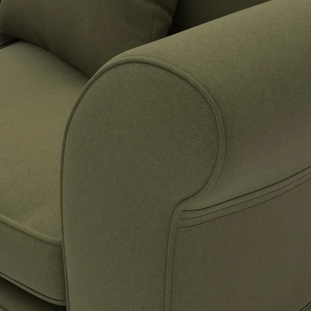 4 Seater Sofa with Removable Covers - Forest Green, Linen