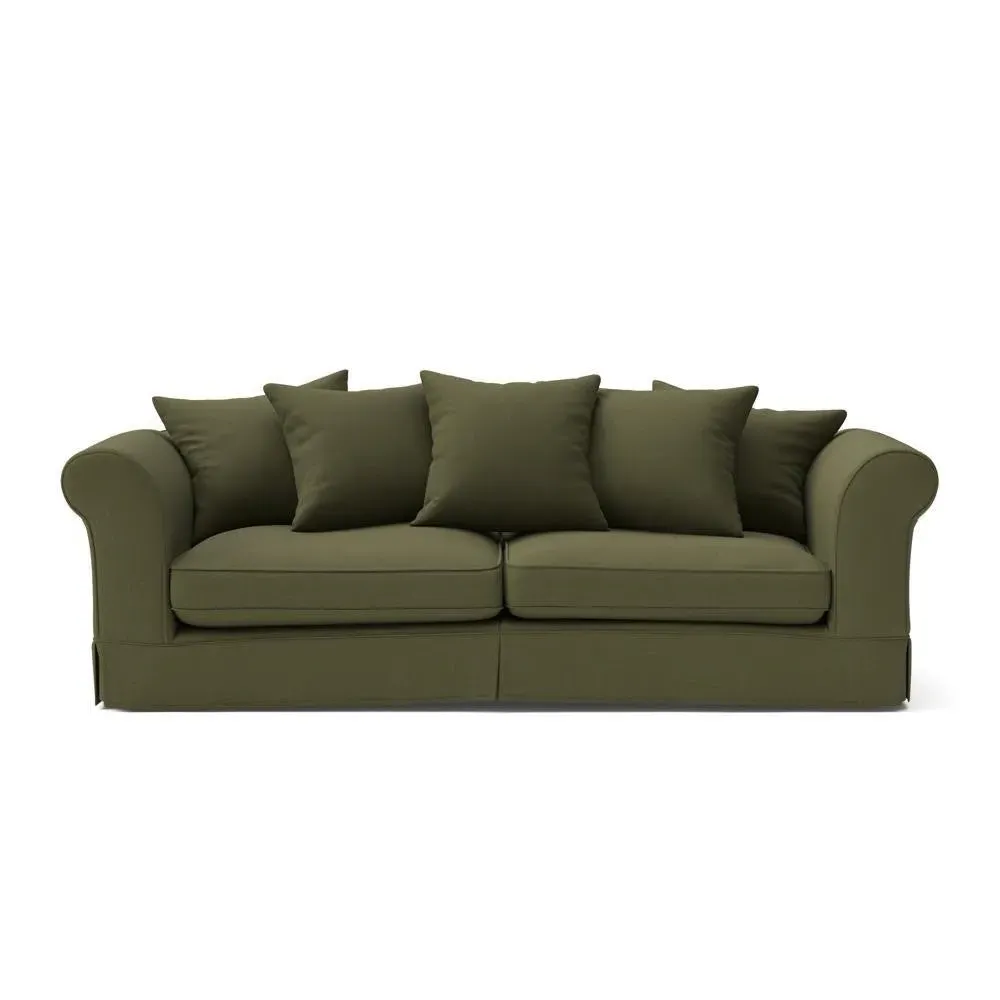 4 Seater Sofa with Removable Covers - Forest Green, Linen image