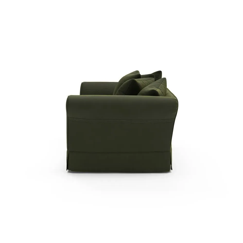 4-Seater Sofa with Removable Covers - Forest Green, Velvet