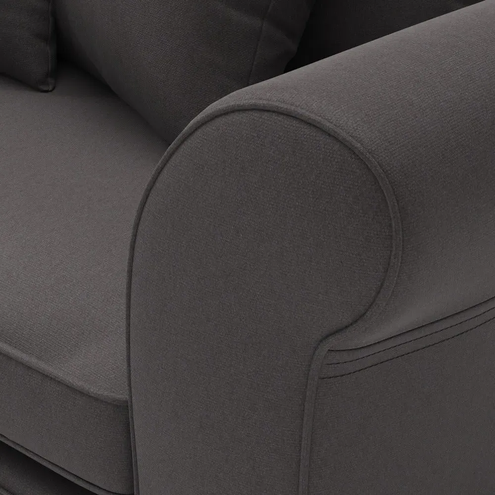 4-Seater Sofa with Removable Covers - Grey Brown, Cotton