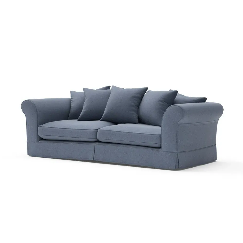 4-Seater Sofa with Removable Covers - Indigo, House Linen Mix