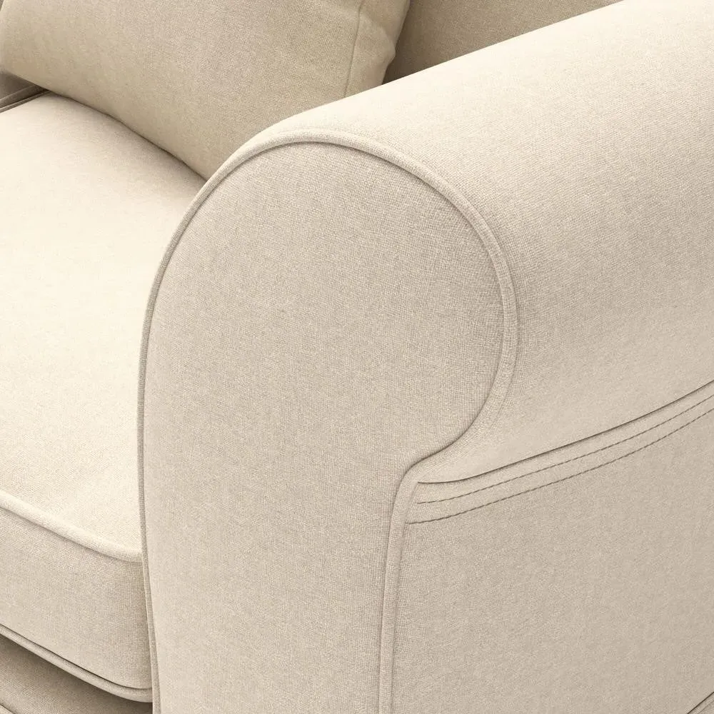 4 Seater Sofa with Removable Covers - Lily White, Linen