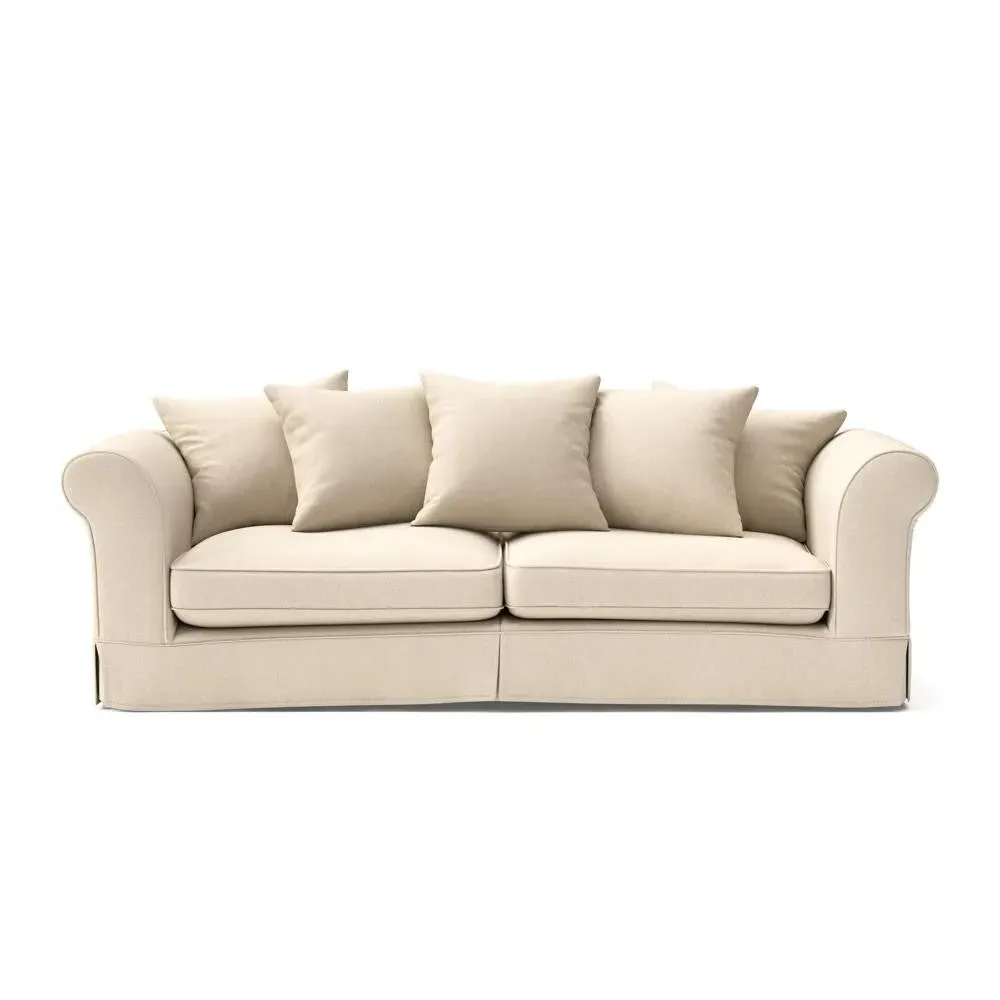 4 Seater Sofa with Removable Covers - Lily White, Linen