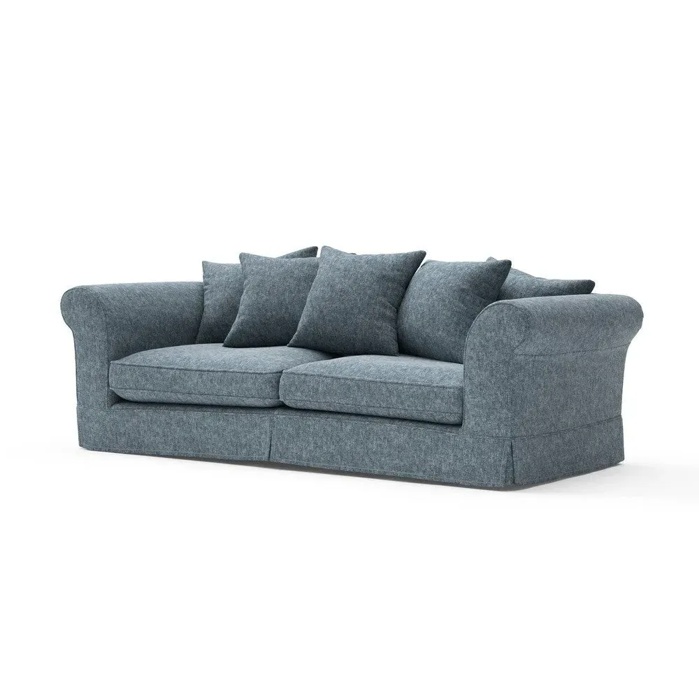 4-Seater Sofa with Removable Covers - Mid Blue, Aquaclean Oxford
