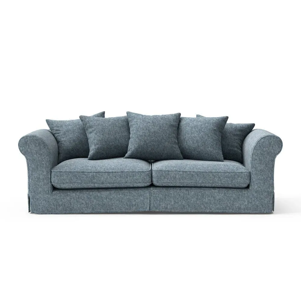 4-Seater Sofa with Removable Covers - Mid Blue, Aquaclean Oxford