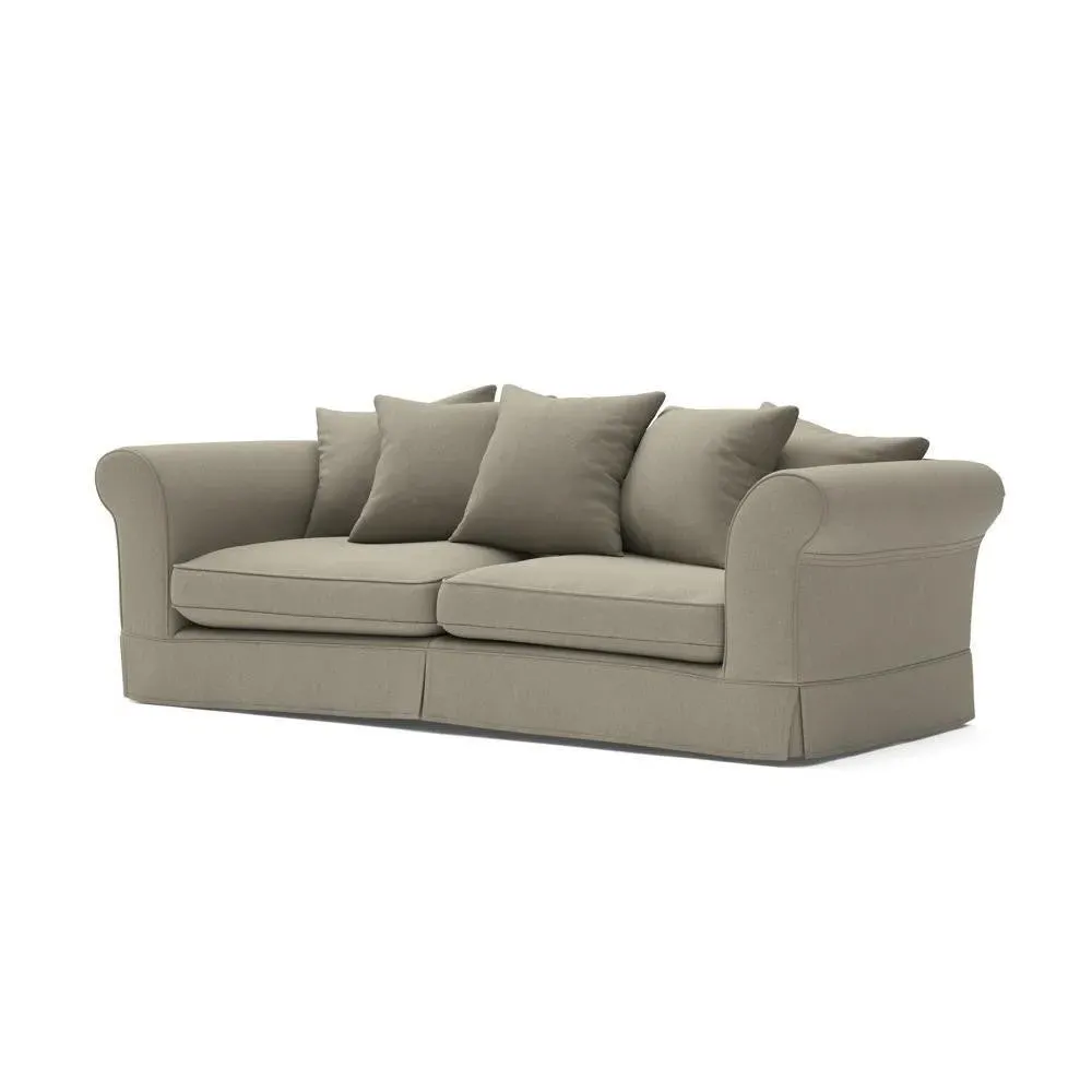 4-Seater Sofa with Removable Covers - Mid Grey, Linen Mix