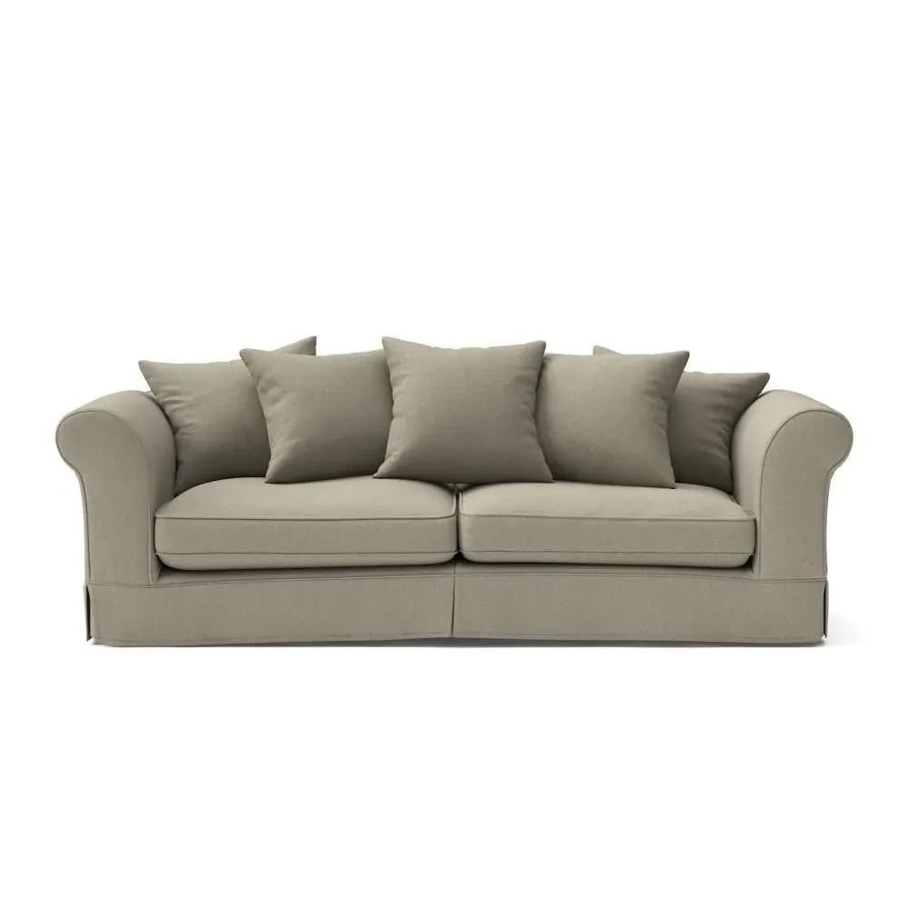 4-Seater Sofa with Removable Covers - Mid Grey, Linen Mix