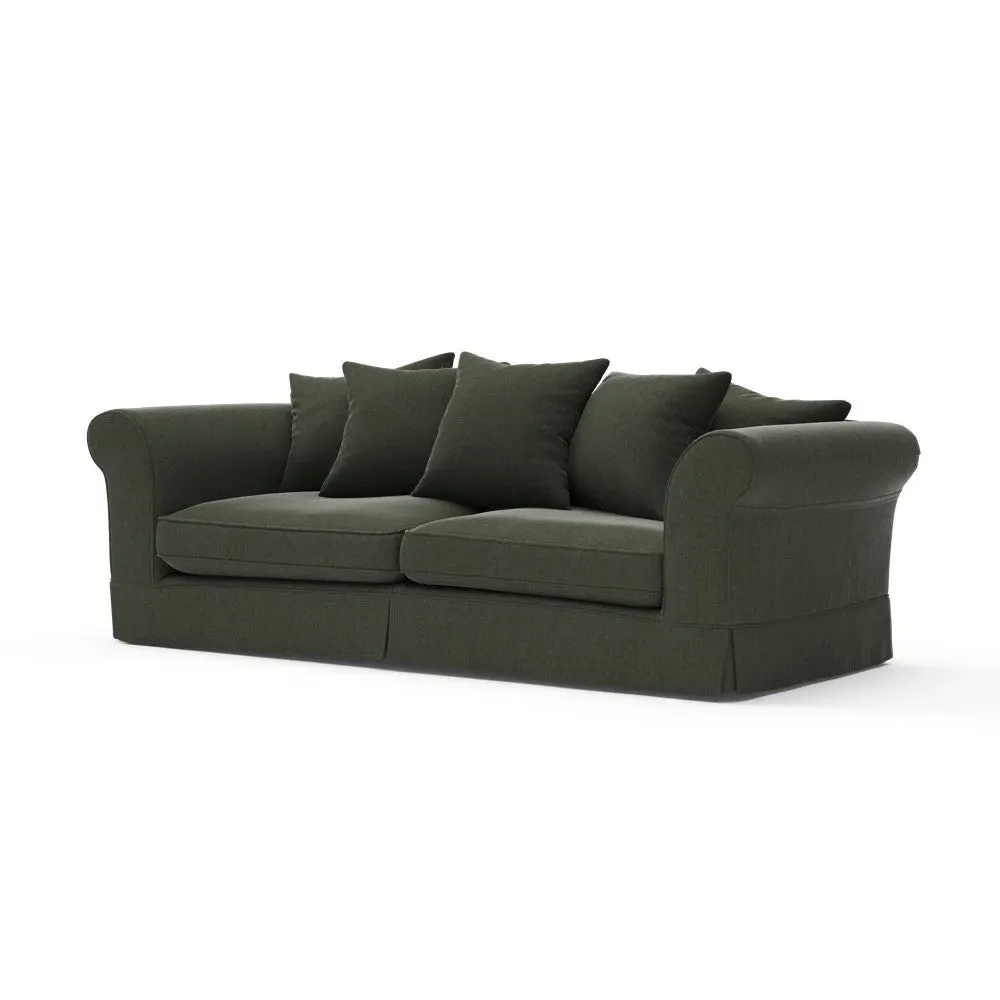 4 Seater Sofa with Removable Covers - Moss, Eco Chenille