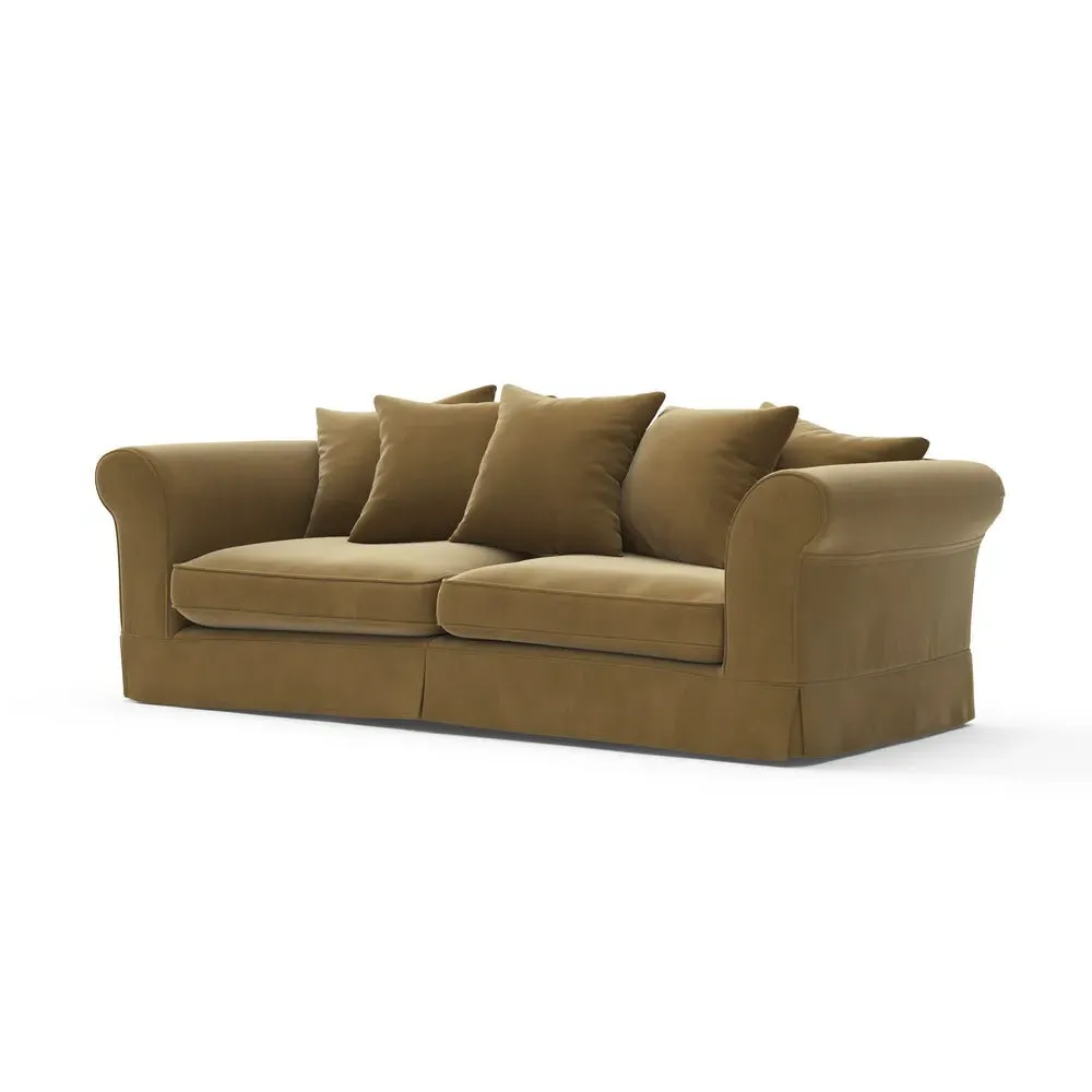 4 Seater Sofa with Removable Covers - Mustard, Velvet