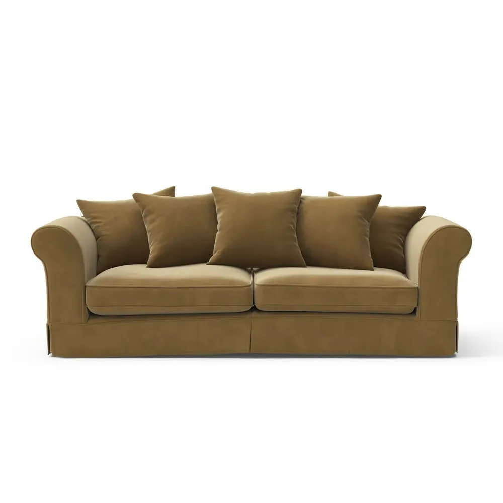 4 Seater Sofa with Removable Covers - Mustard, Velvet