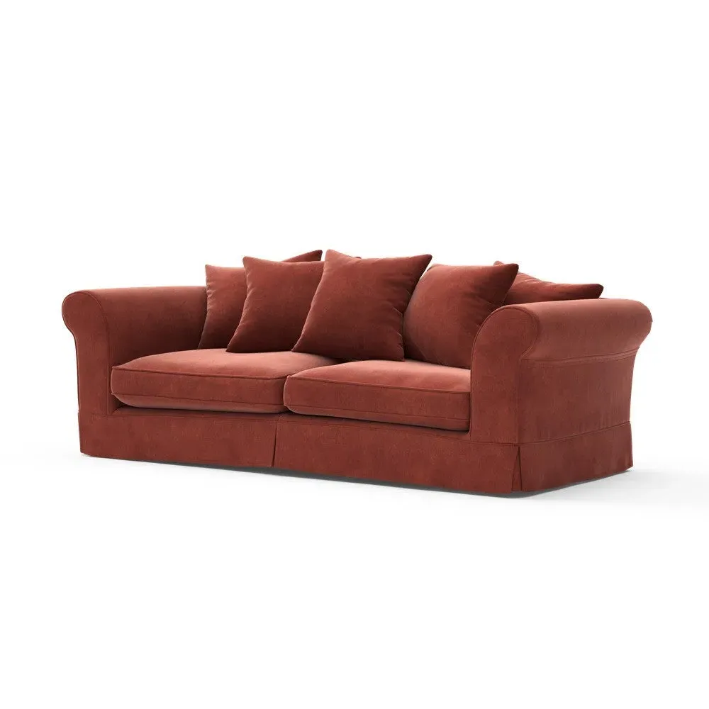 4-Seater Sofa with Removable Covers - Red, Velvet
