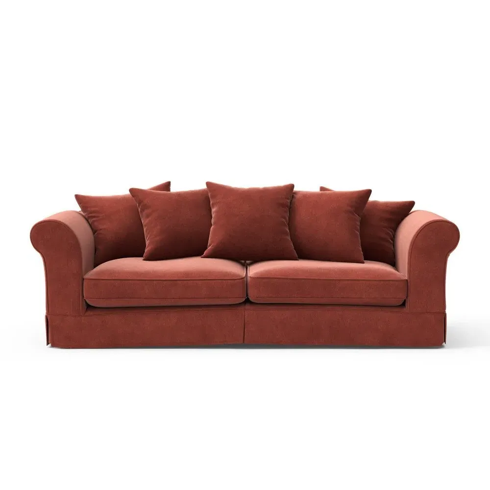 4-Seater Sofa with Removable Covers - Red, Velvet