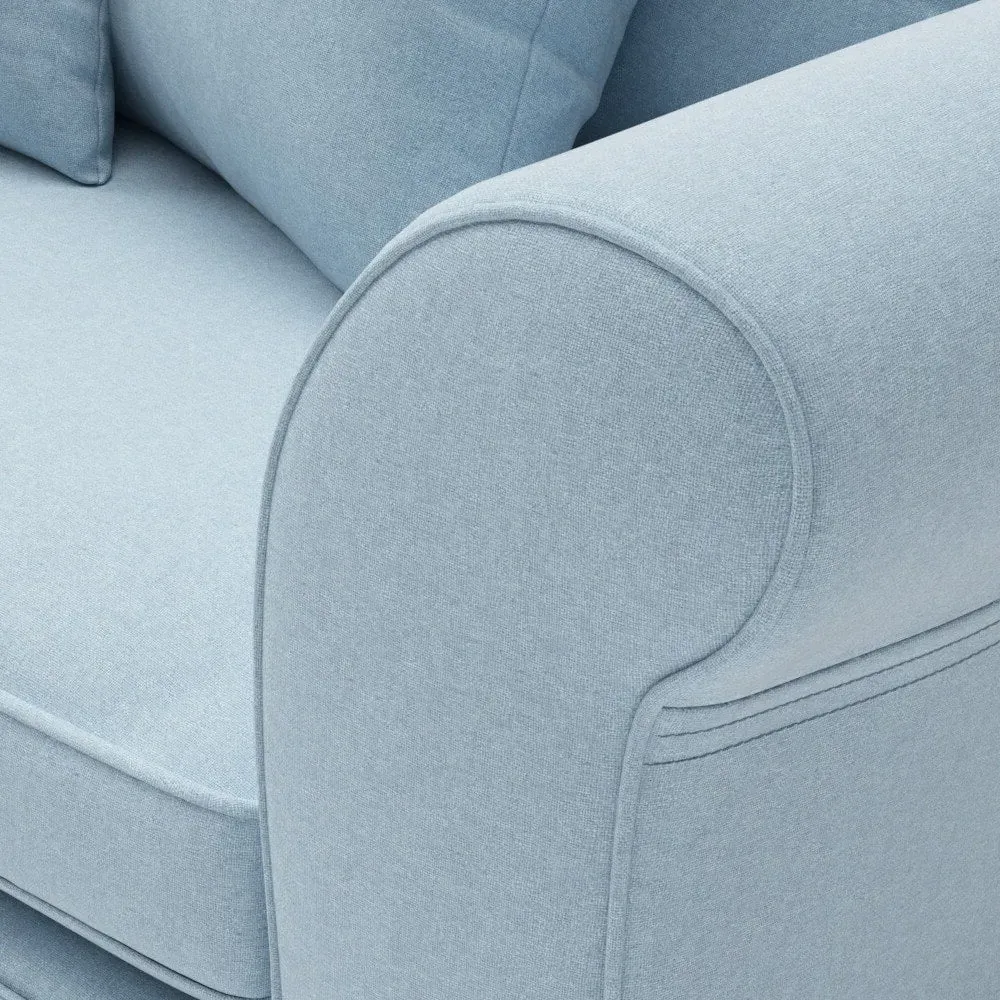 4-Seater Sofa with Removable Covers - Sky Blue, Linen Mix