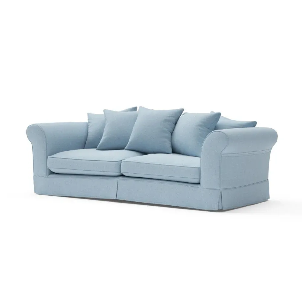 4-Seater Sofa with Removable Covers - Sky Blue, Linen Mix