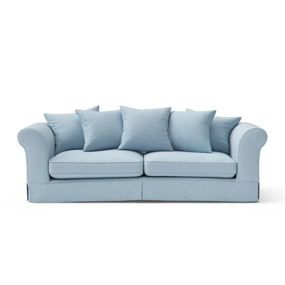 4-Seater Sofa with Removable Covers - Sky Blue, Linen Mix