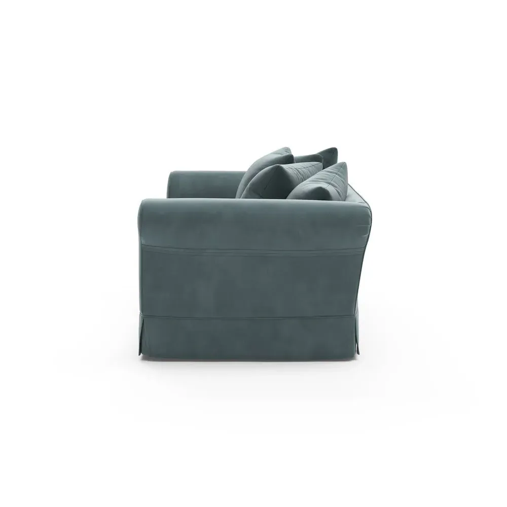 4-Seater Sofa with Removable Covers - Teal, Matt Velvet