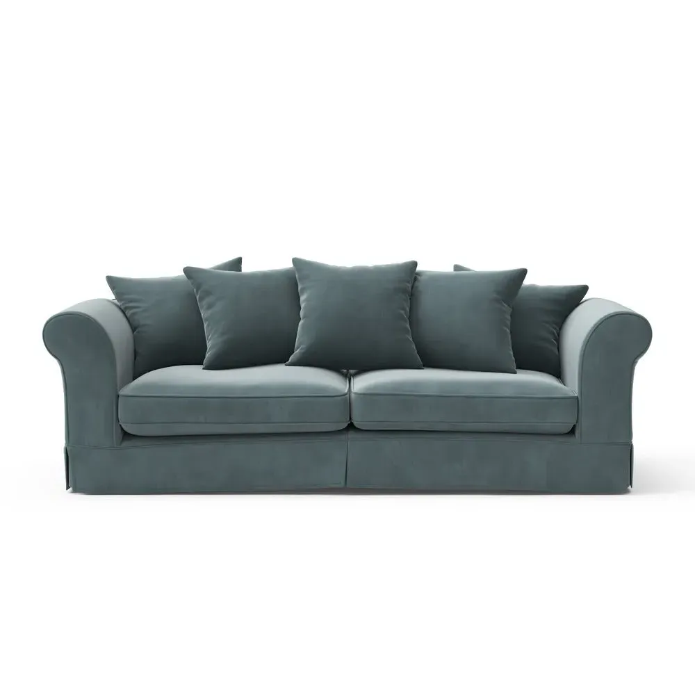 4-Seater Sofa with Removable Covers - Teal, Matt Velvet