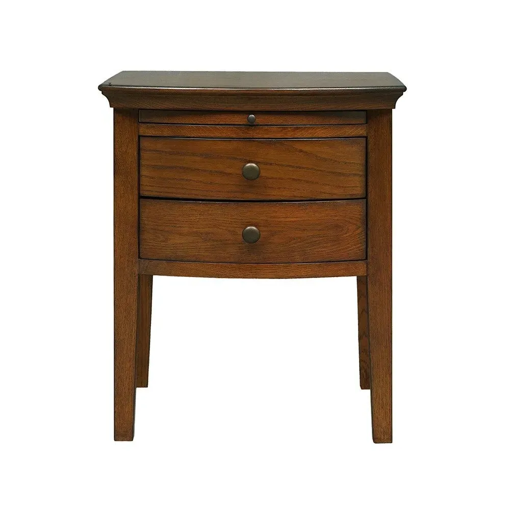 Set of 2 Nightstands with Pull-Out Tray - Dark Oak