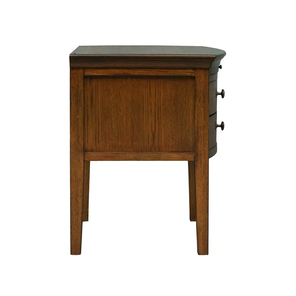 Set of 2 Nightstands with Pull-Out Tray - Dark Oak