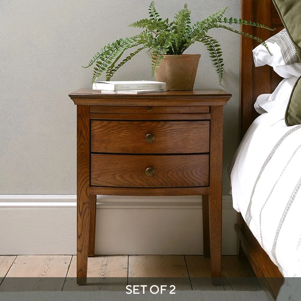 Set of 2 Nightstands with Pull-Out Tray - Dark Oak